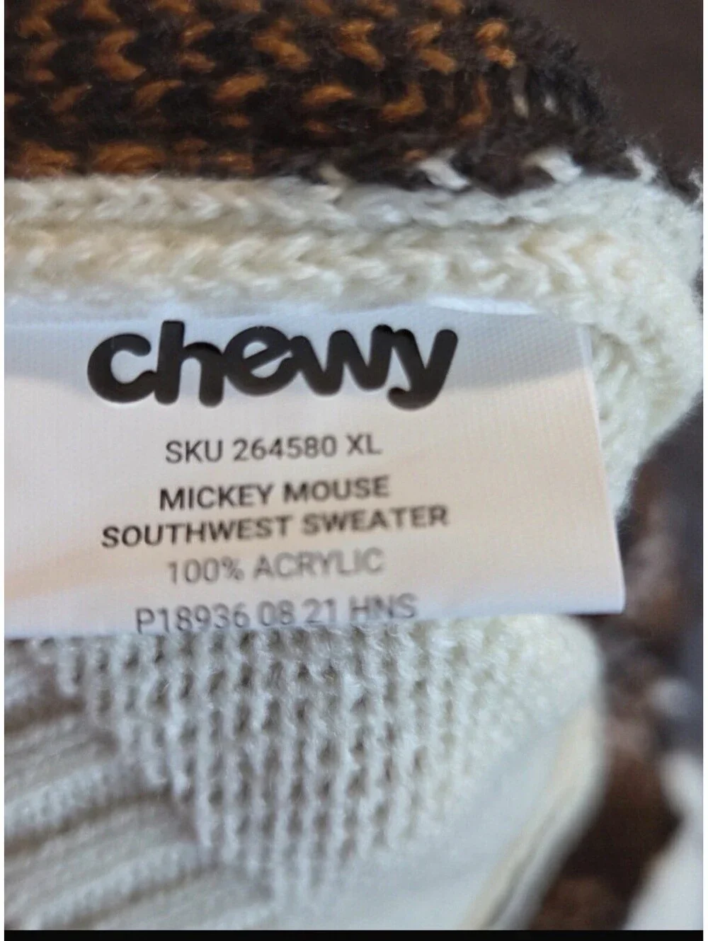 Disney Mickey Mouse X Chewy Collab Southwest Cozy Dog Pet Sweater Size XL NWT